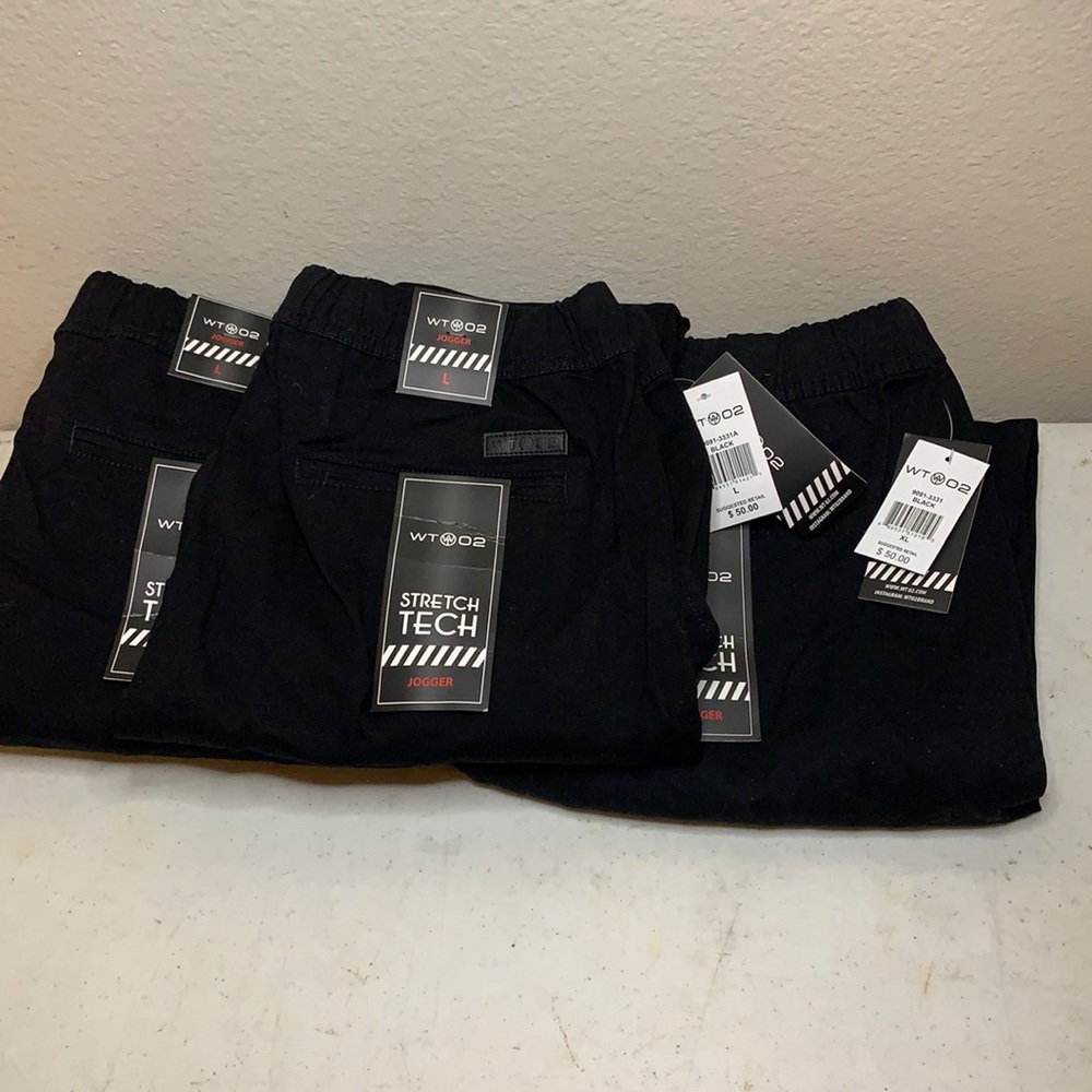 Men’s WT02 Jogger Sweatpants Black Fitted Size Large & Extra Large new with tags - Picture 3 of 6
